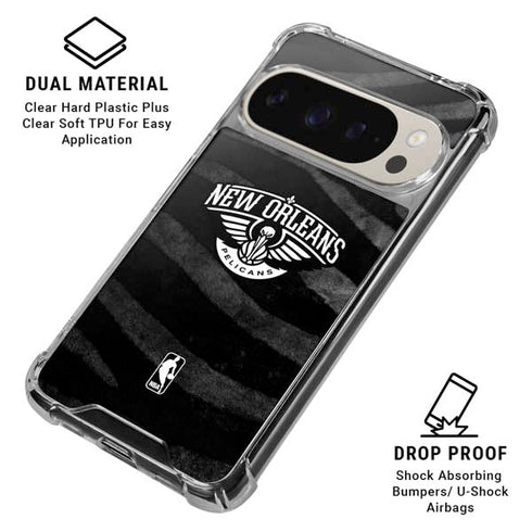 NBA New Orleans Pelicans Black Animal Print Pixel 9/9 Pro Clear Case